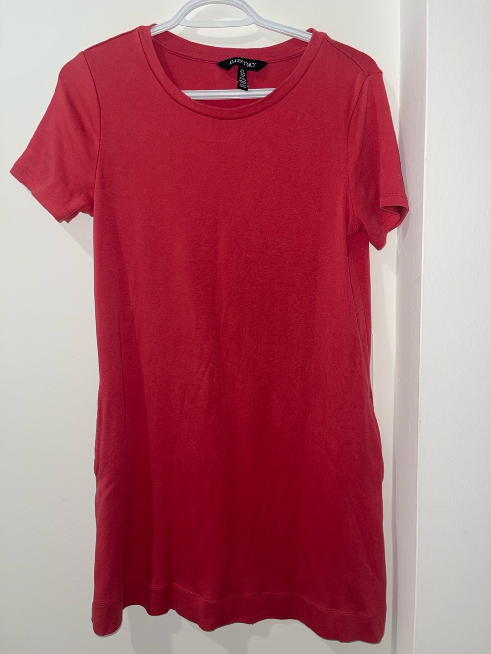 Ellen Tracy Red Short-Sleeve Shift Mini Dress